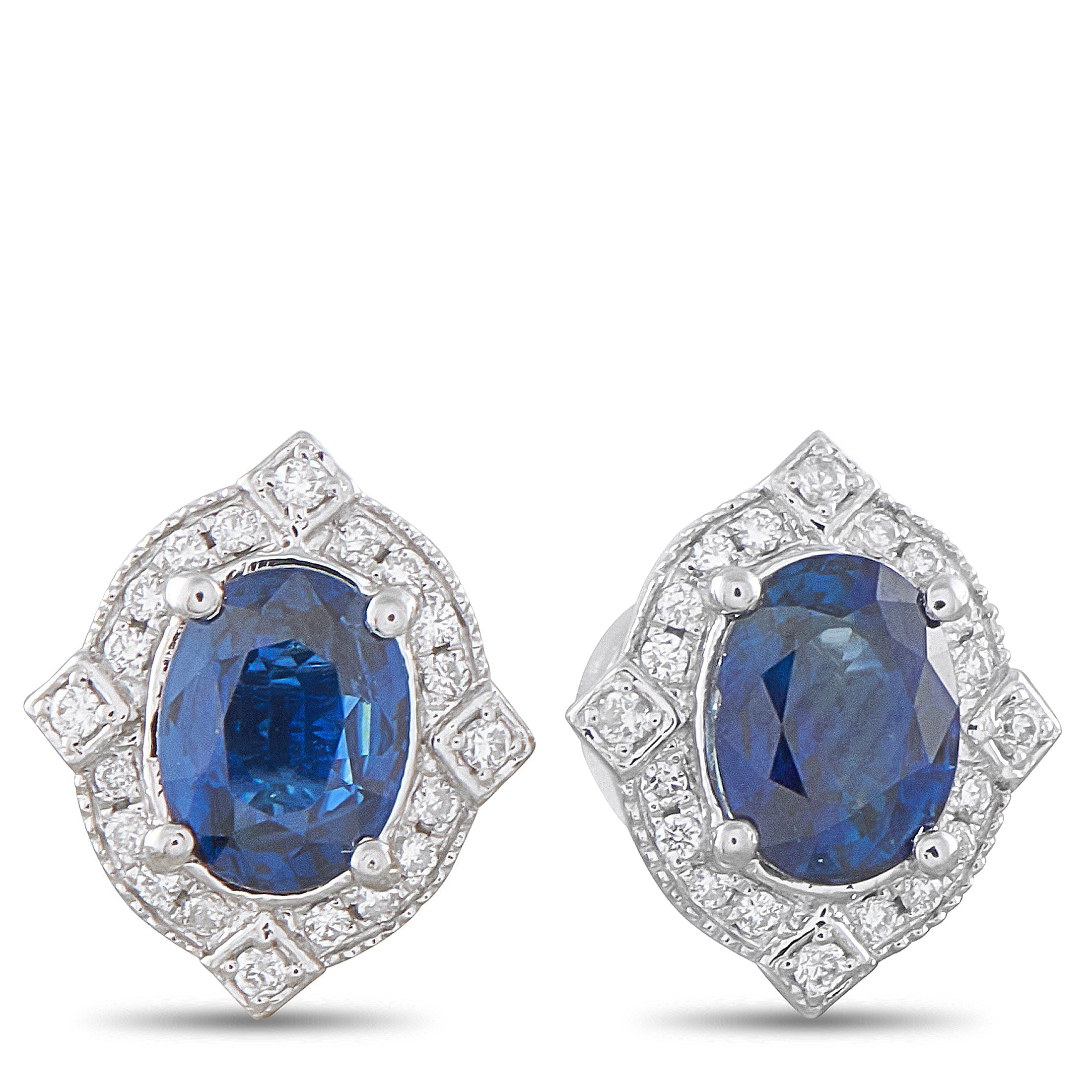 LB Exclusive Platinum 0.15ct Diamond and Sapphire Earrings MF20-041026
