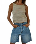 Rael Sleeveless Sweater Pullover Top In Light Taupe