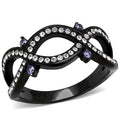 IP Black(Ion Plating) Stainless Steel Ring with AAA Grade CZ in Amethyst