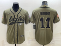 Men's Philadelphia Eagles A.J. Brown #11 Olive 2022 Salute To Service Limited jersey Joint Edition