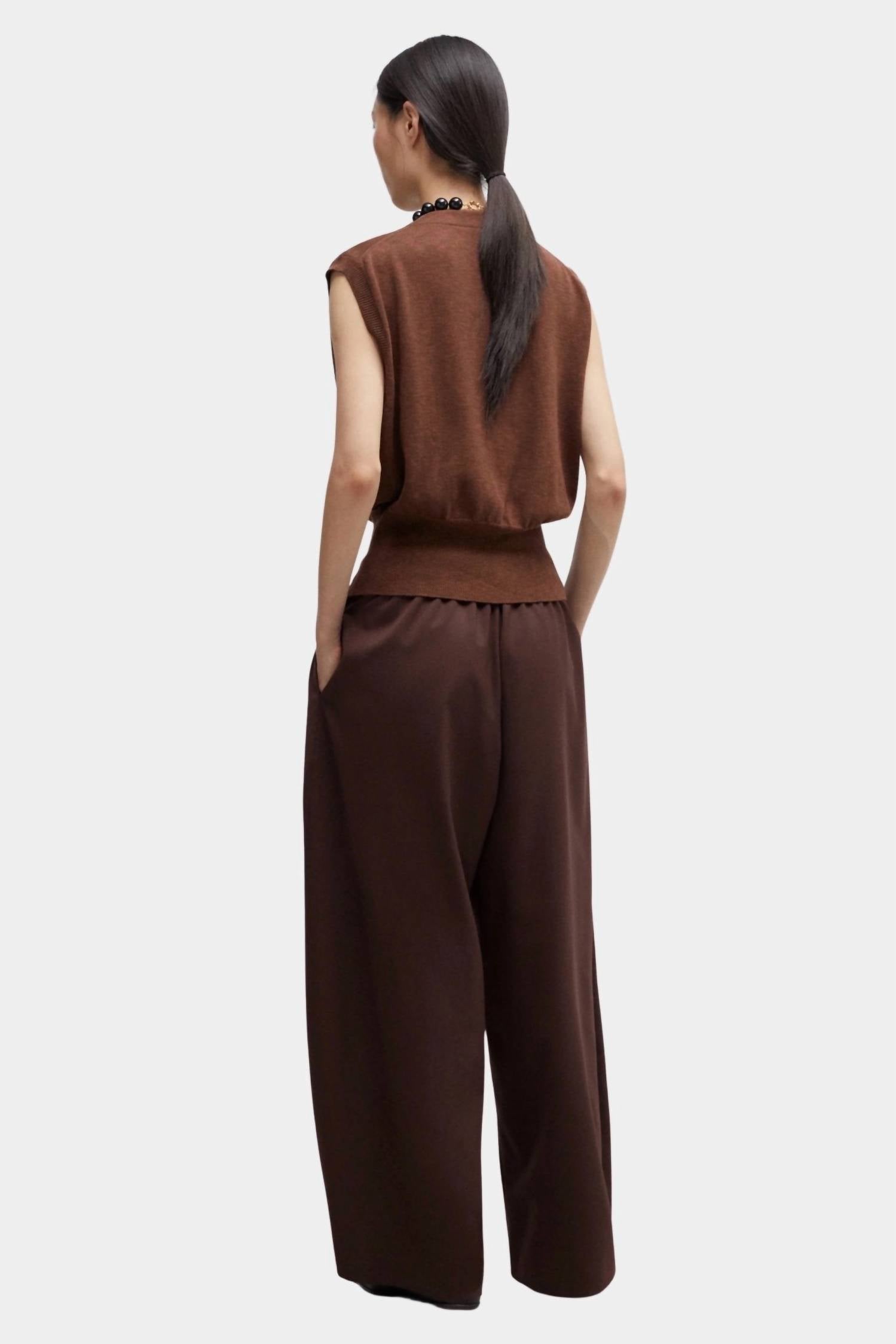 Flecked Cotton Waistcoat In Russet