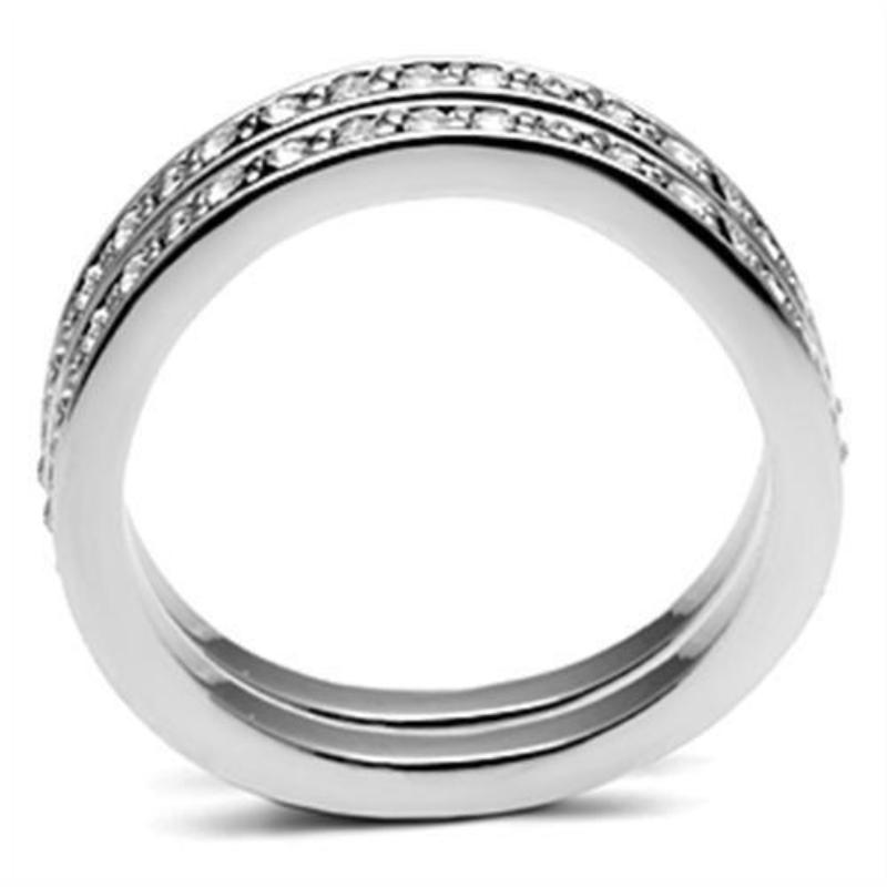 Rhodium Brass Ring with Top Grade Crystal in Clear