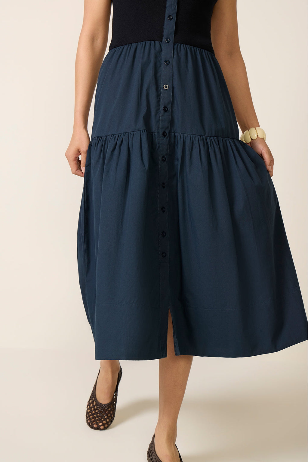 Women's Susannah Scoop Neck Twofer Midi dress