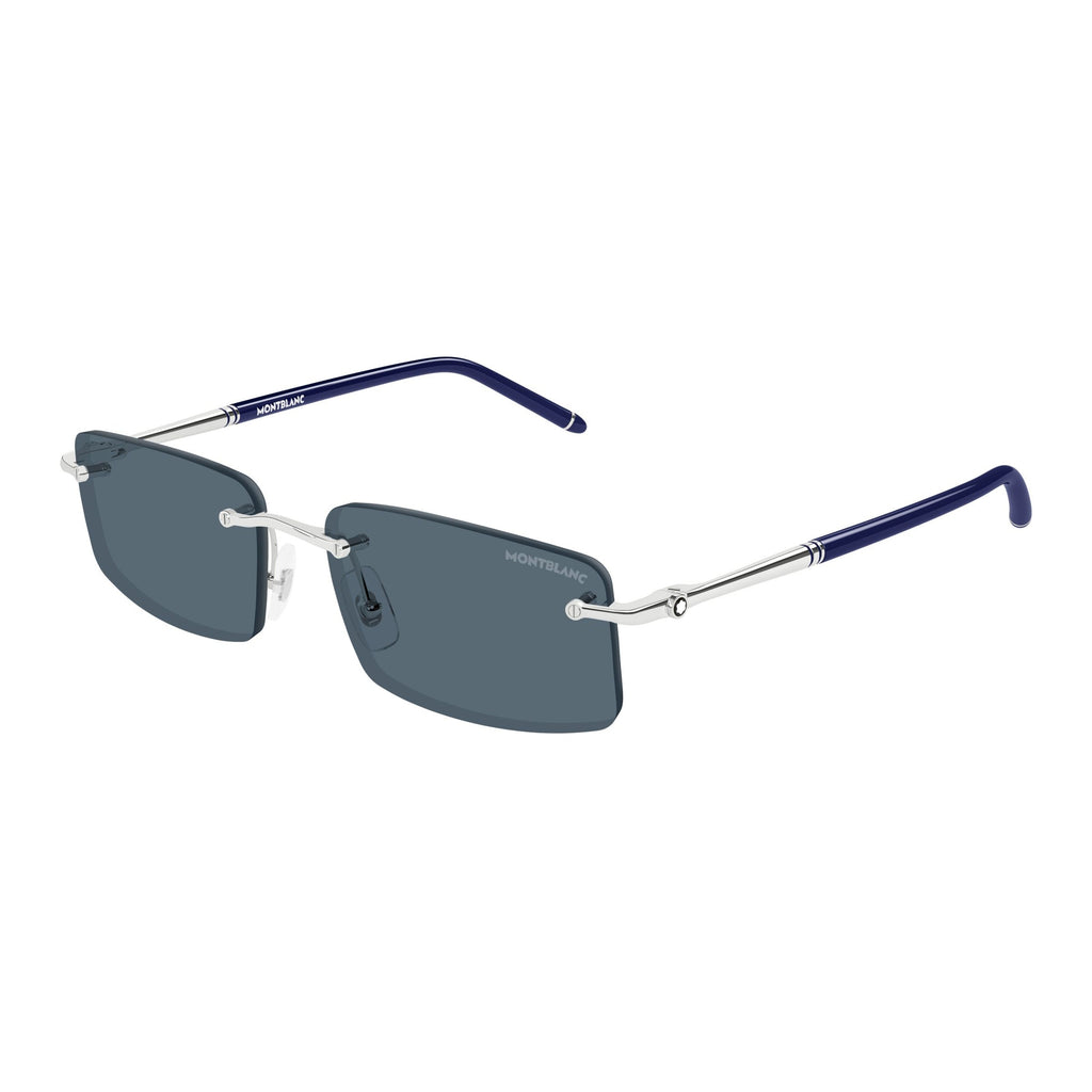 Rimless Rectangular Sunglasses With Metallic Silver Temples