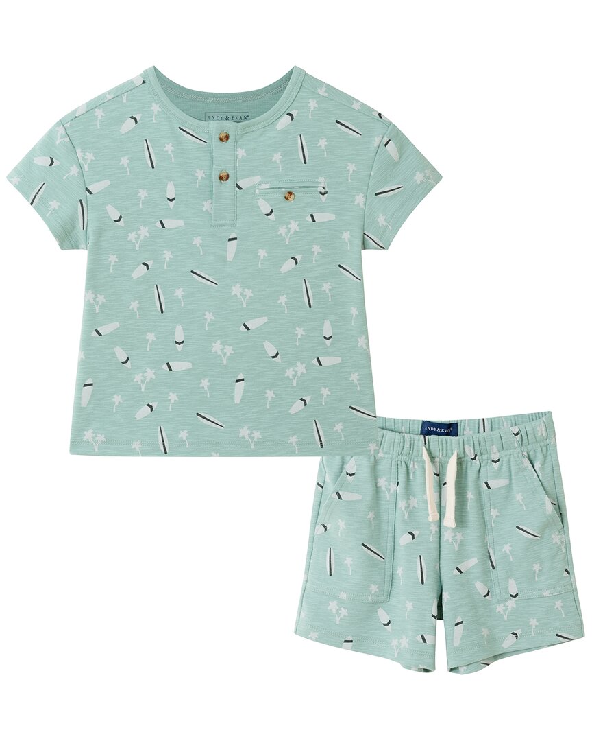 Andy & Evan Washed Surfboard Henley & Matching Short Set