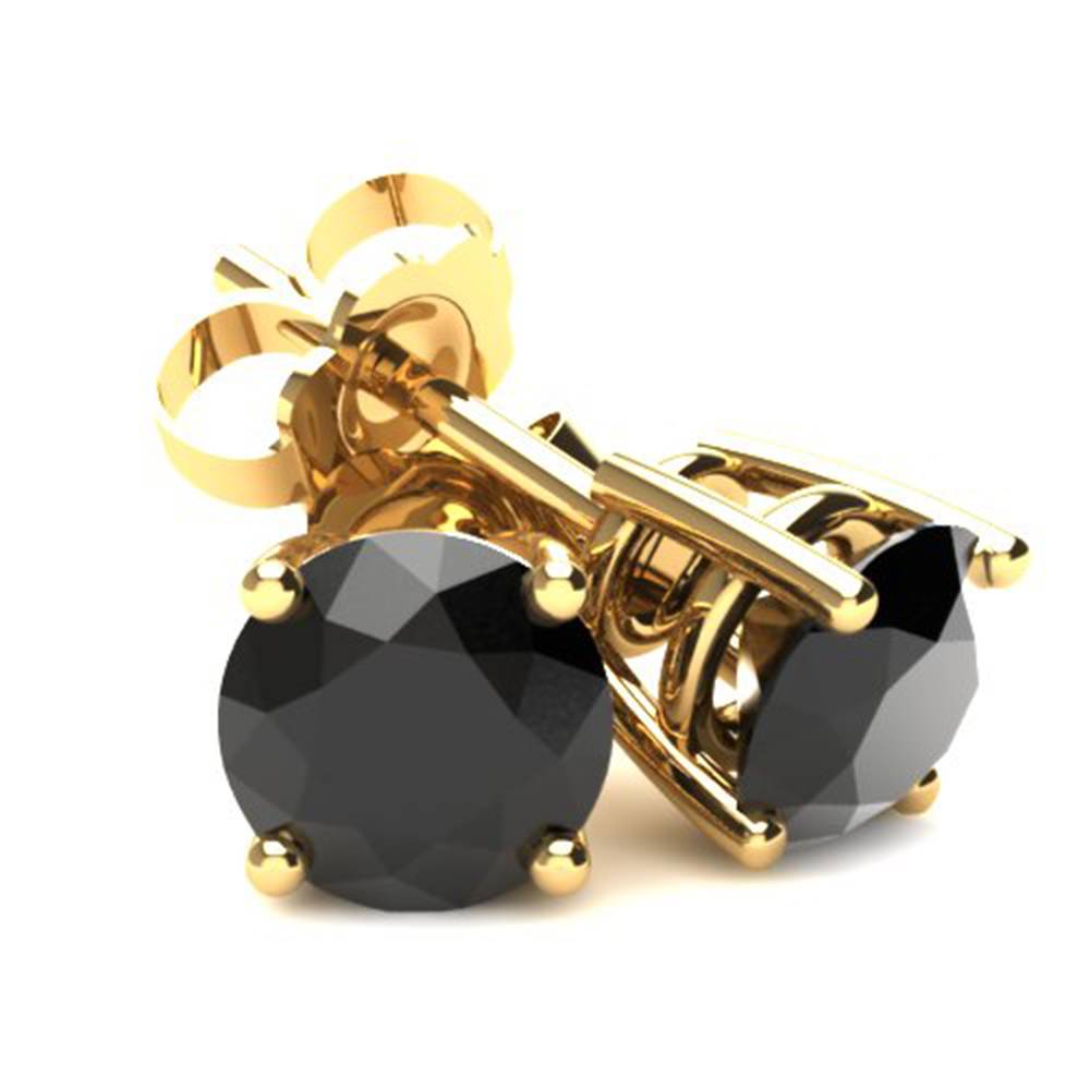 .40Ct Round Brilliant Cut Heat Treated Black Diamond Stud Earrings in 14K Gold Basket Setting