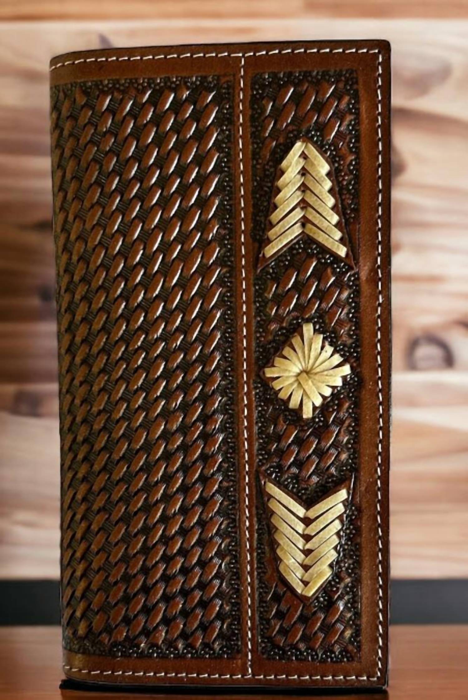 Hand Tooled Rodeo Wallet In Brown