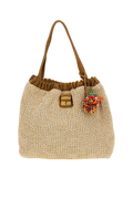 Beige Cristina Raffia Shoulder Bag