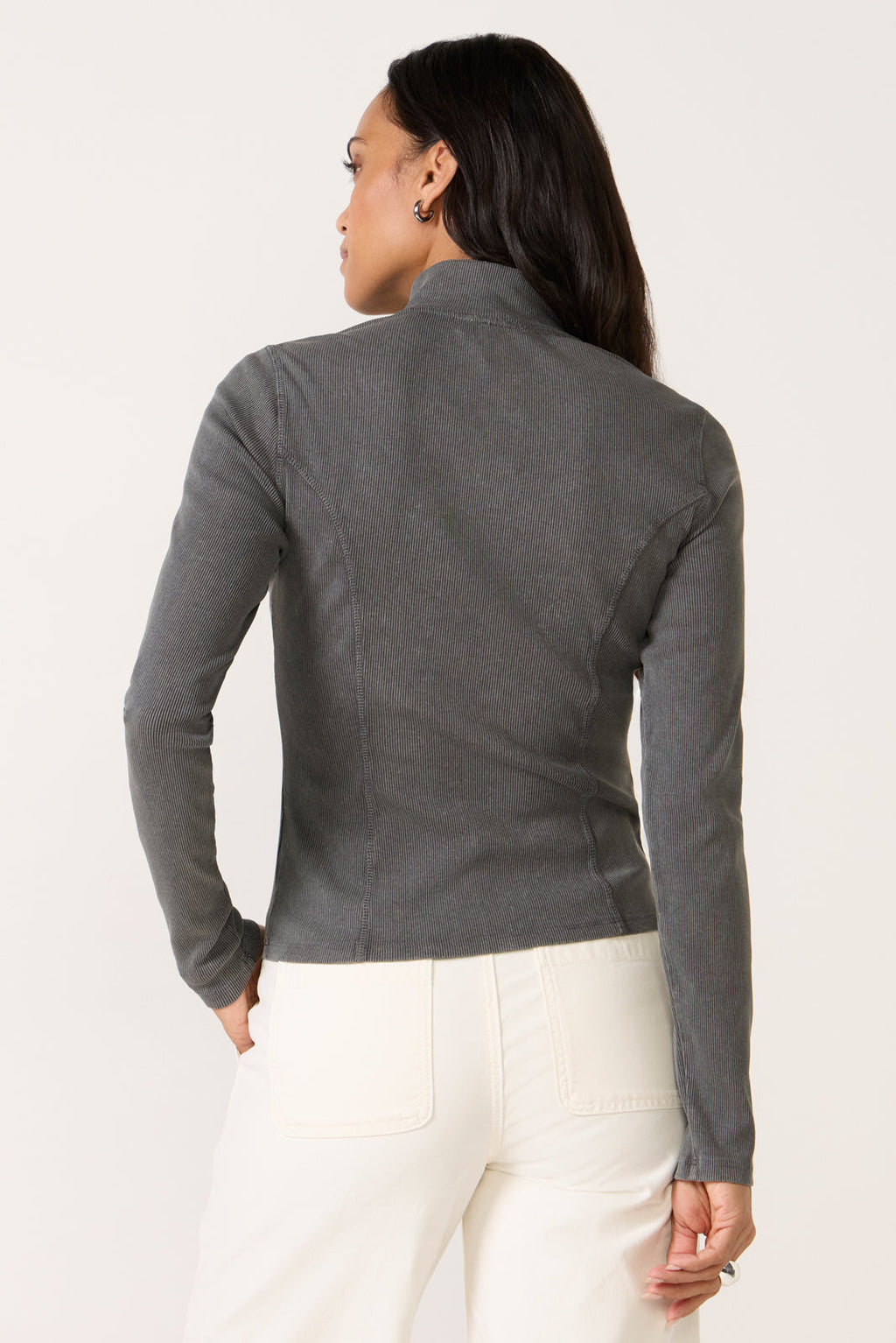 Women's Ash Ribbed Henley Top