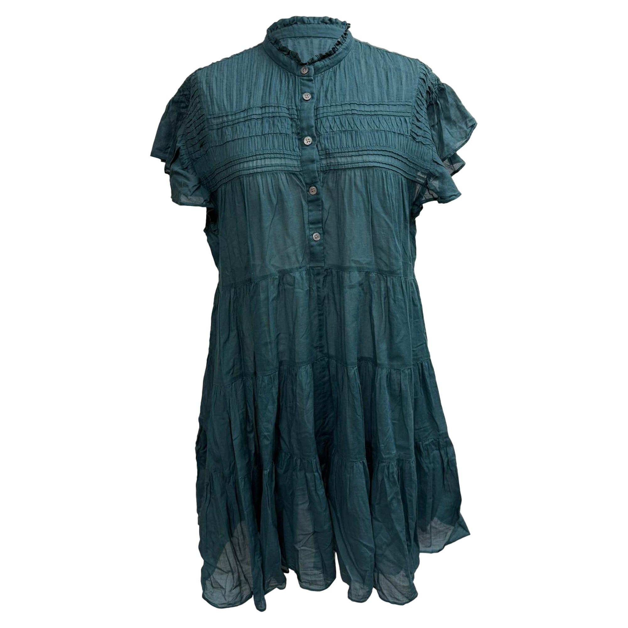Isabel Marant Etoile Lanikaye Mini Dress in Teal Cotton