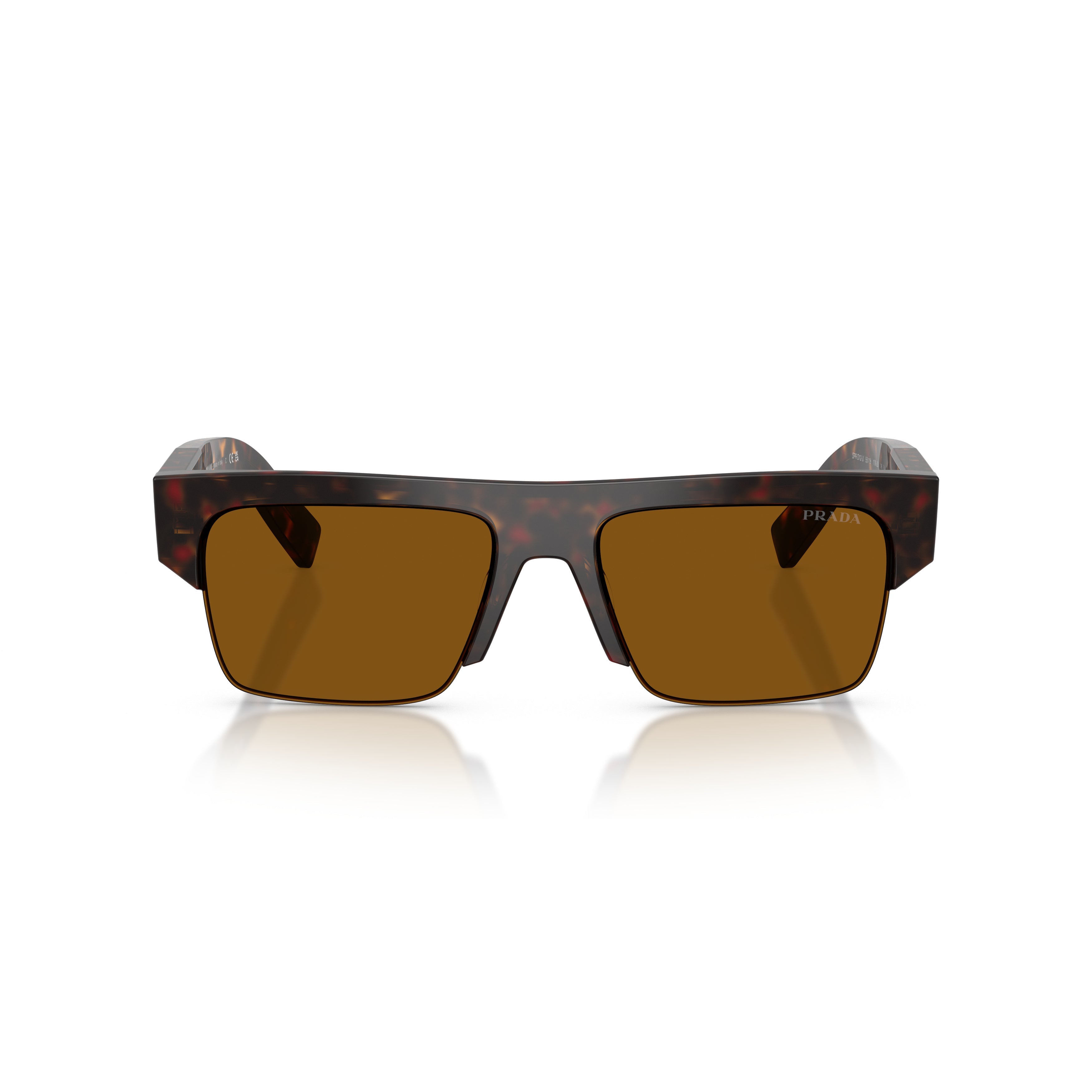 0Pr D12Su Rectangular Tortoiseshell Acetate Sunglasses with Bold Arms