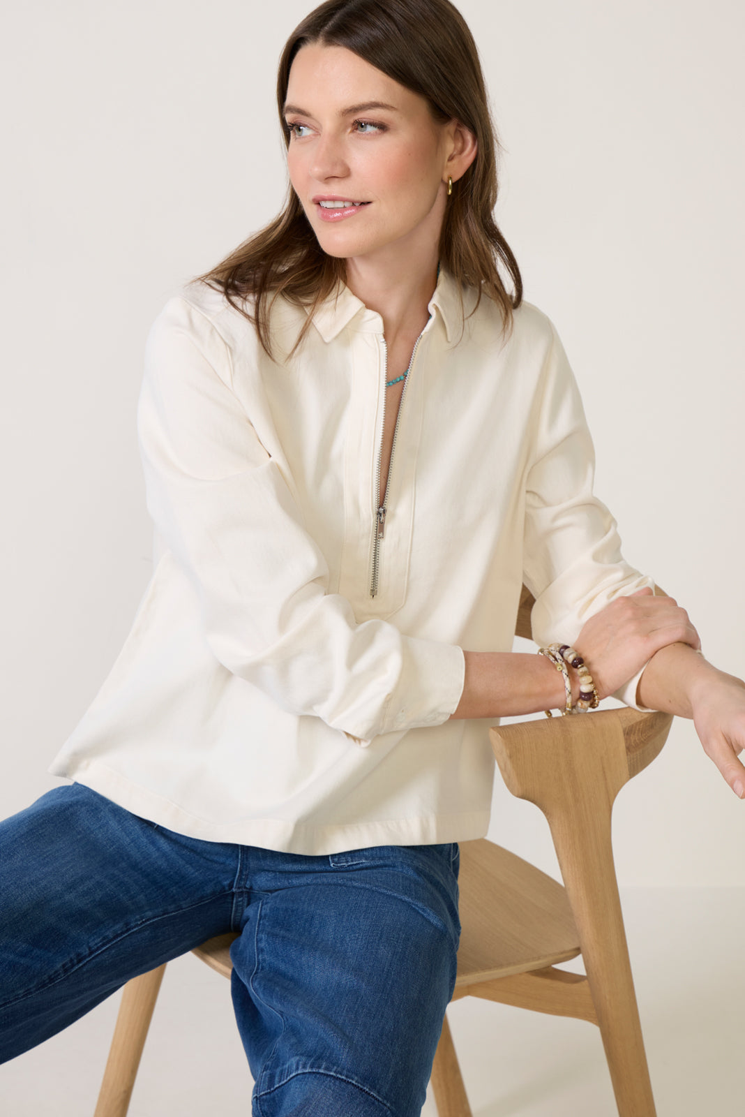 Women's Zip Front Pullover Top