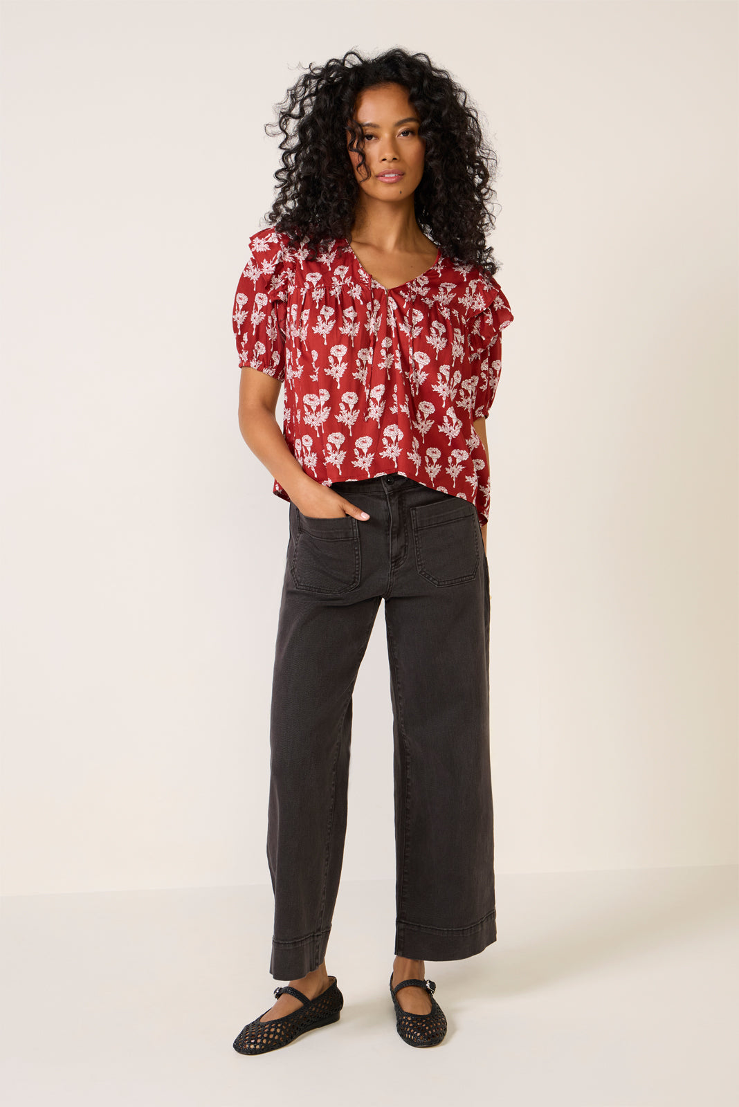 Women's Frill V Neck Isla Top