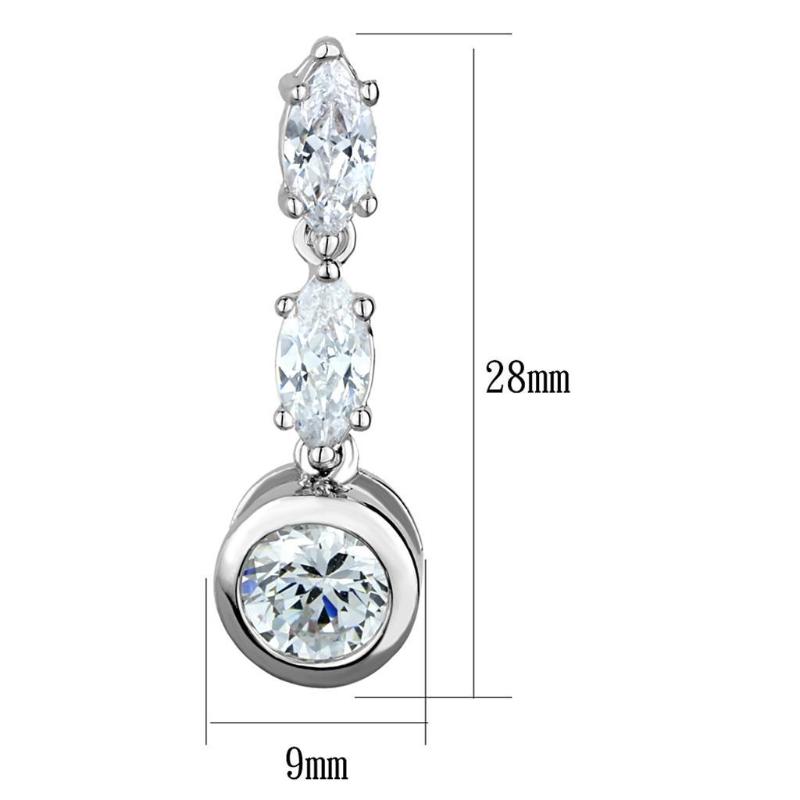 Rhodium Brass Earrings with AAA Grade CZ in Clear