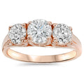 2ct 3 Stone Diamond Engagement Ring 14K Rose Gold Size Selectable