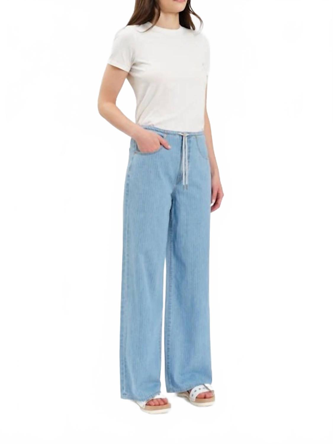 Madison Mid Rise Wide Leg Jeans In Blue