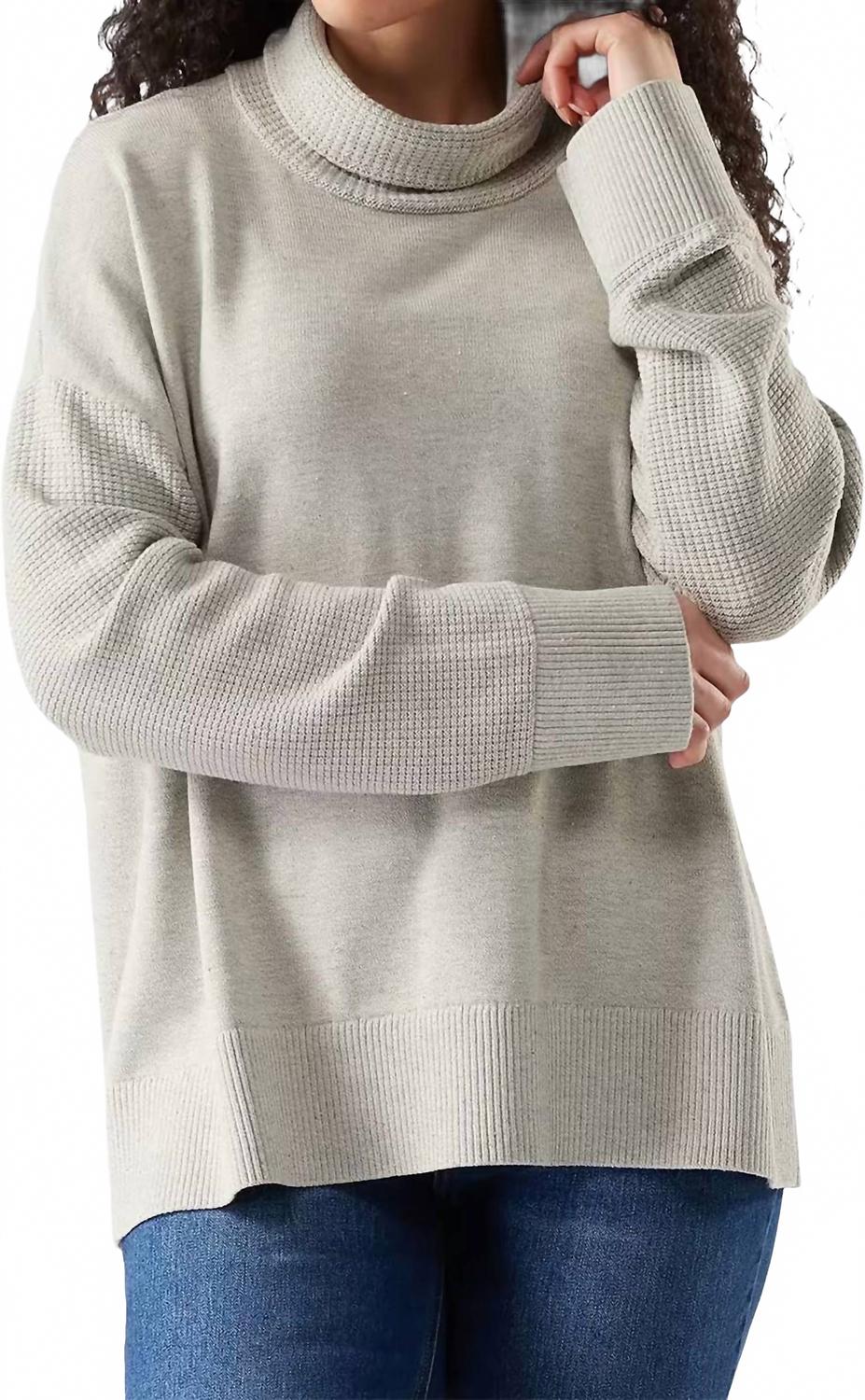 Edgewood Cowl Neck Sweater In Almond-Light Gray