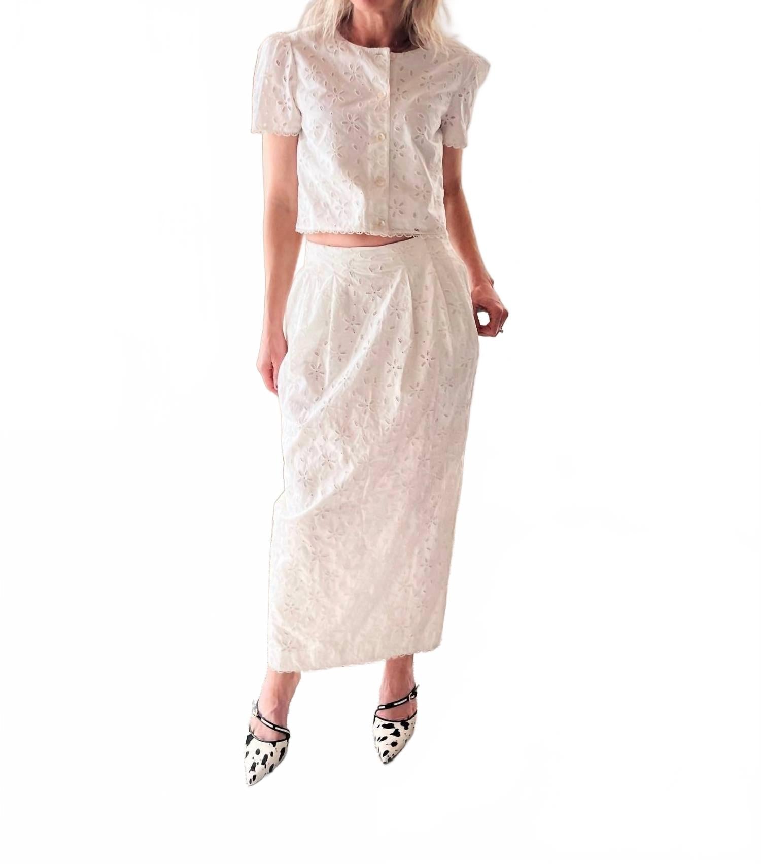 Salma Column Maxi Skirt In Vintage White