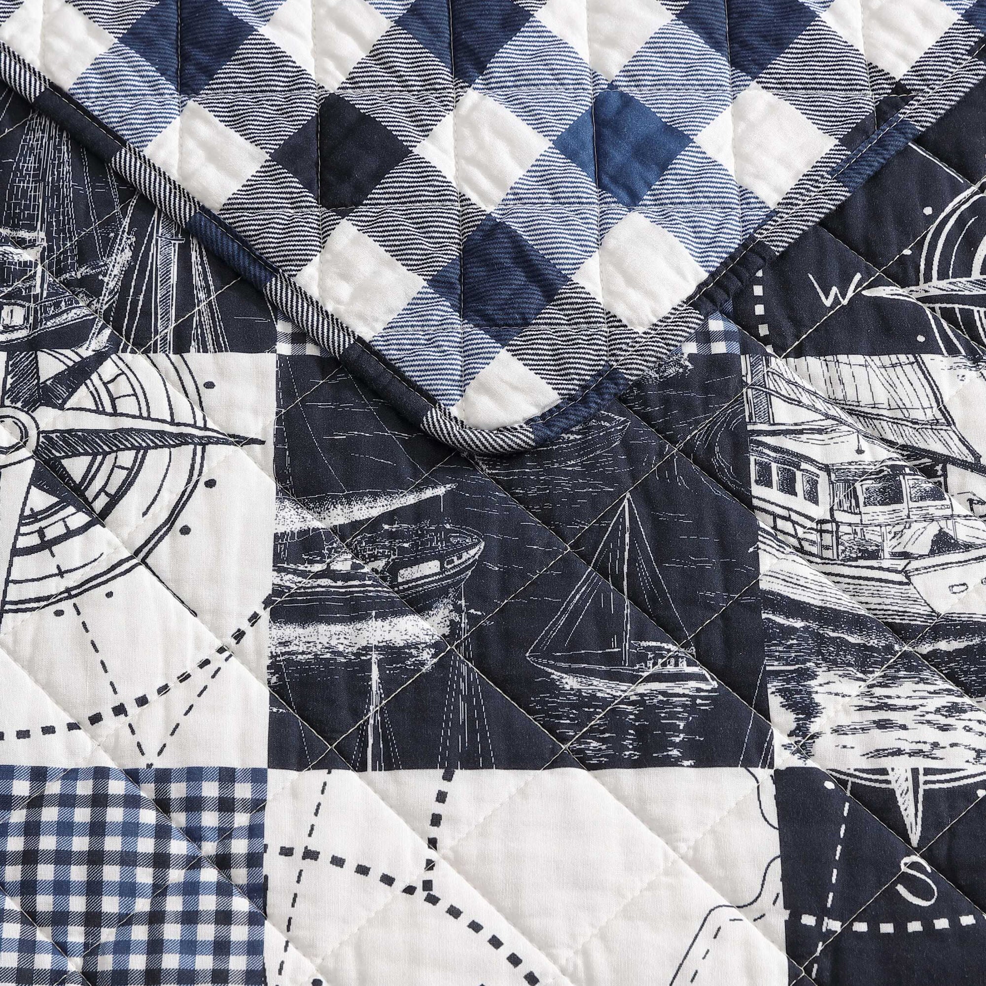 Nautica Sailor's Patchwork Blue Twin Quilt Set