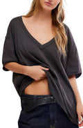 Nina V Neck Tee In Black