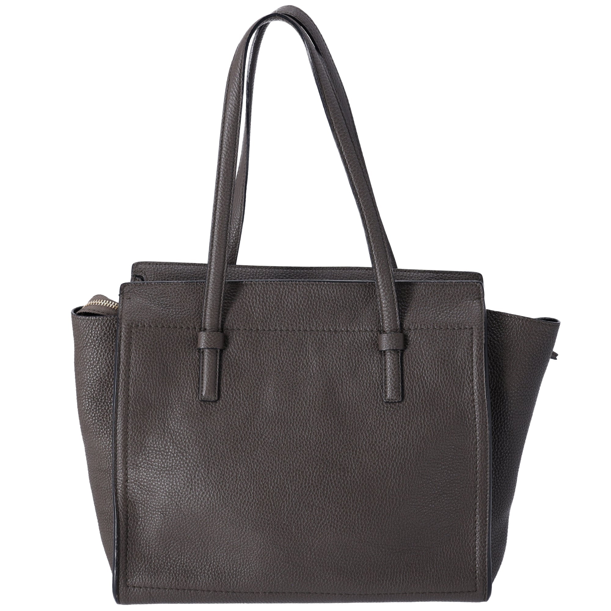 Salvatore Ferragamo Amy Medium Top Zip Shoulder Tote Bag Leather Dark Gray