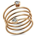 IP Rose Gold(Ion Plating) Stainless Steel Ring with AAA Grade CZ in Clear