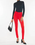 High Rise Skinny Jeans In Red