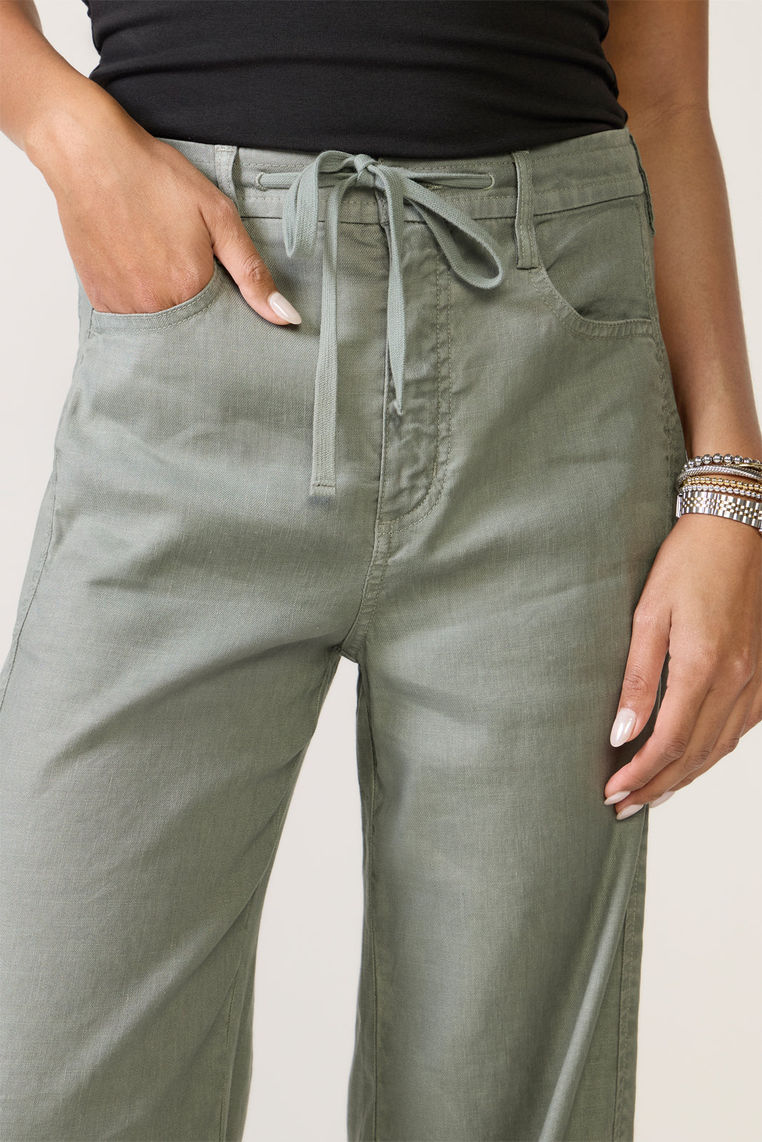Women's Joelle Stretch Linen Trouser with Tie Waist Pants