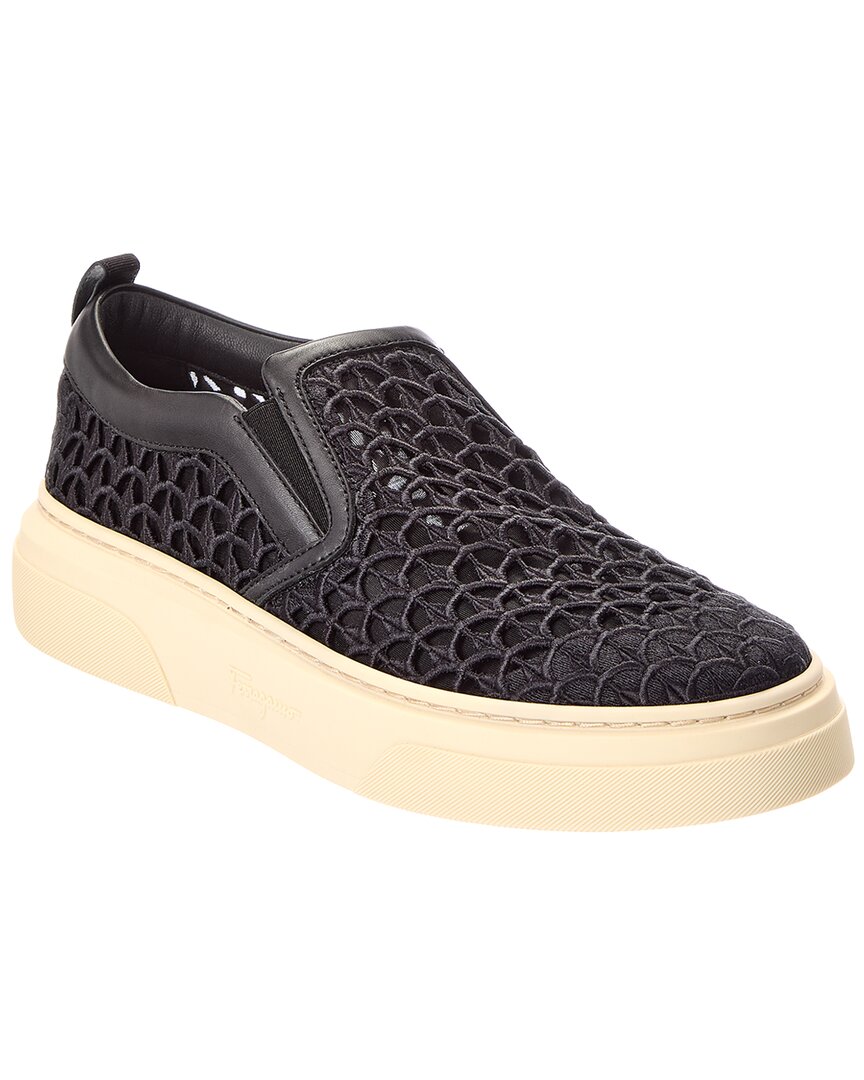 Ferragamo Cassina Leather-Trim Sneaker