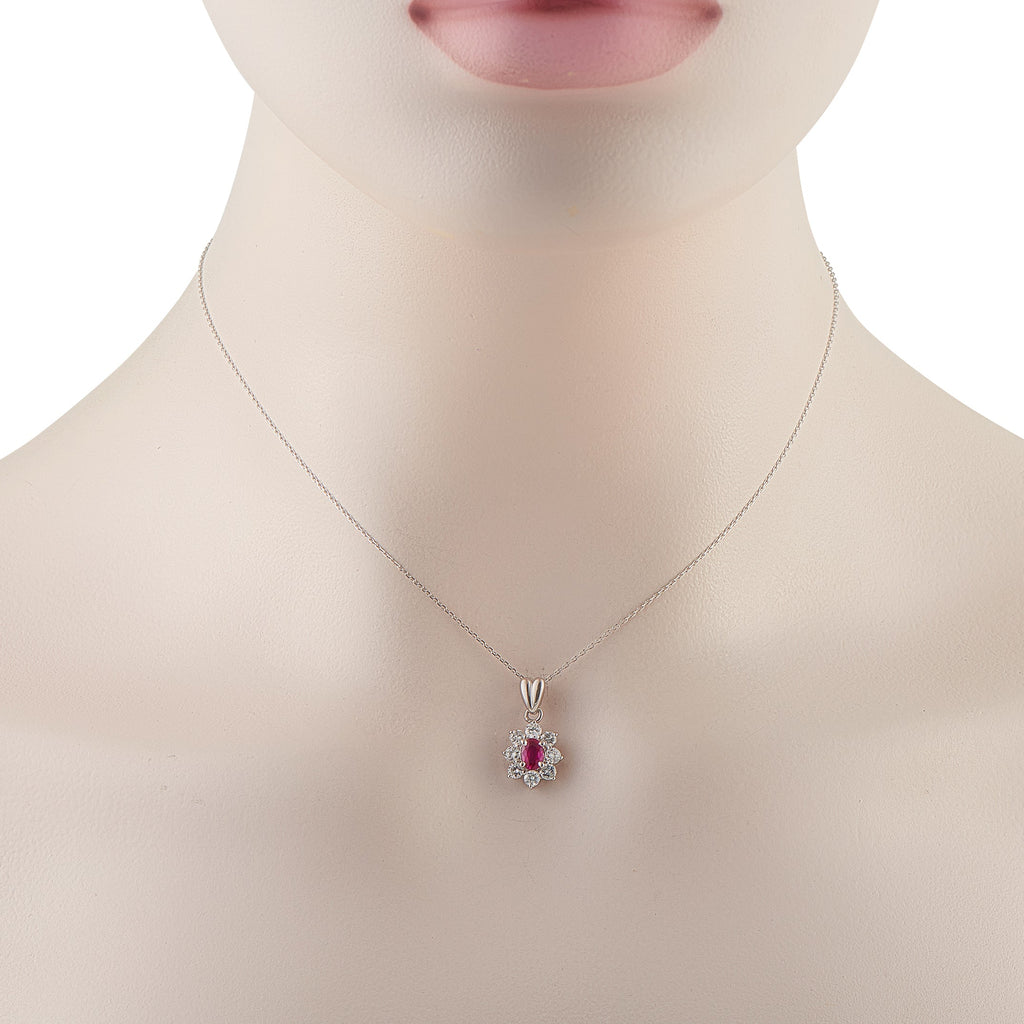 LB Exclusive Platinum 0.66ct Diamond and Ruby Pendant Necklace MF31-041426