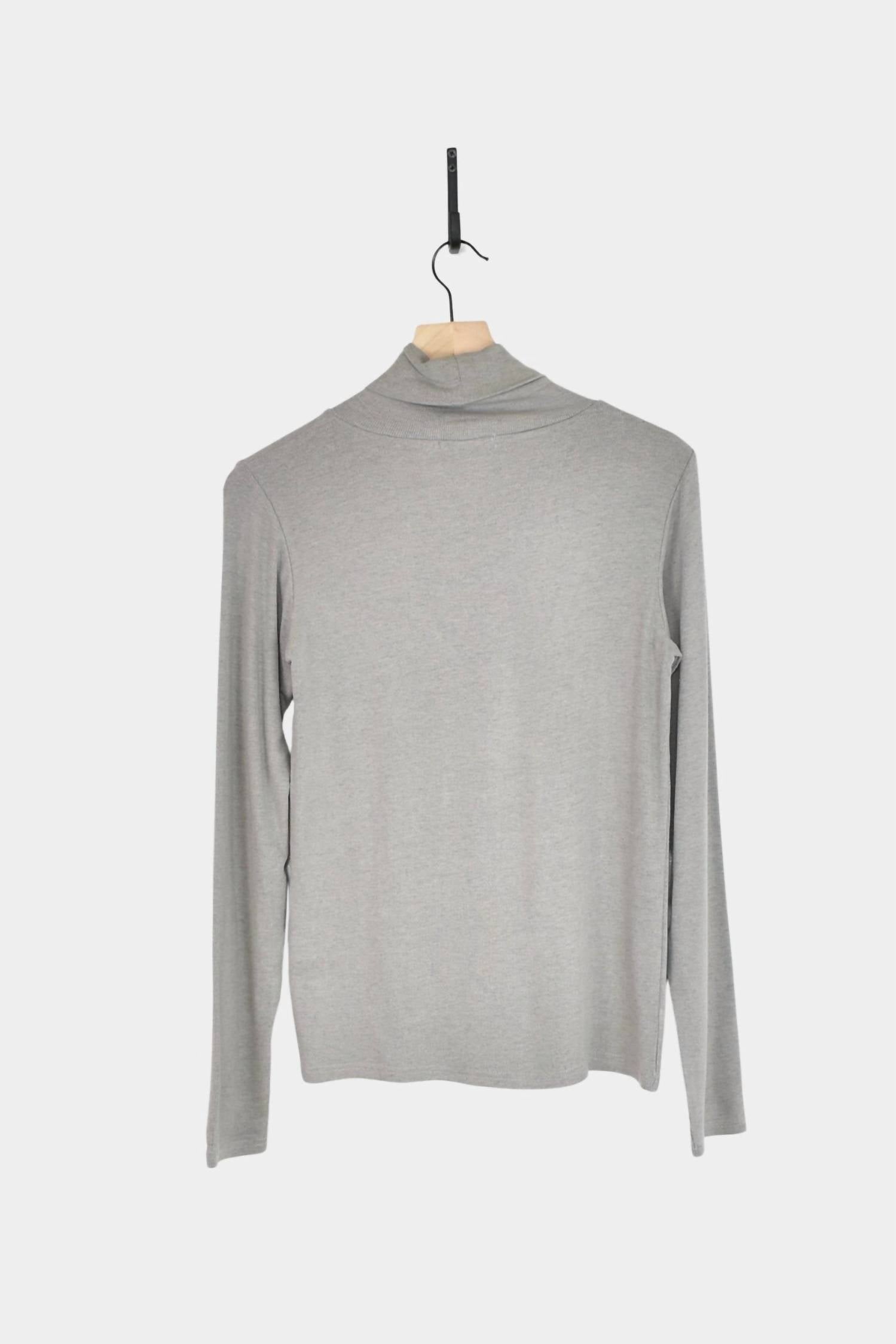 Women Rib Turtle Neck Top In Gray