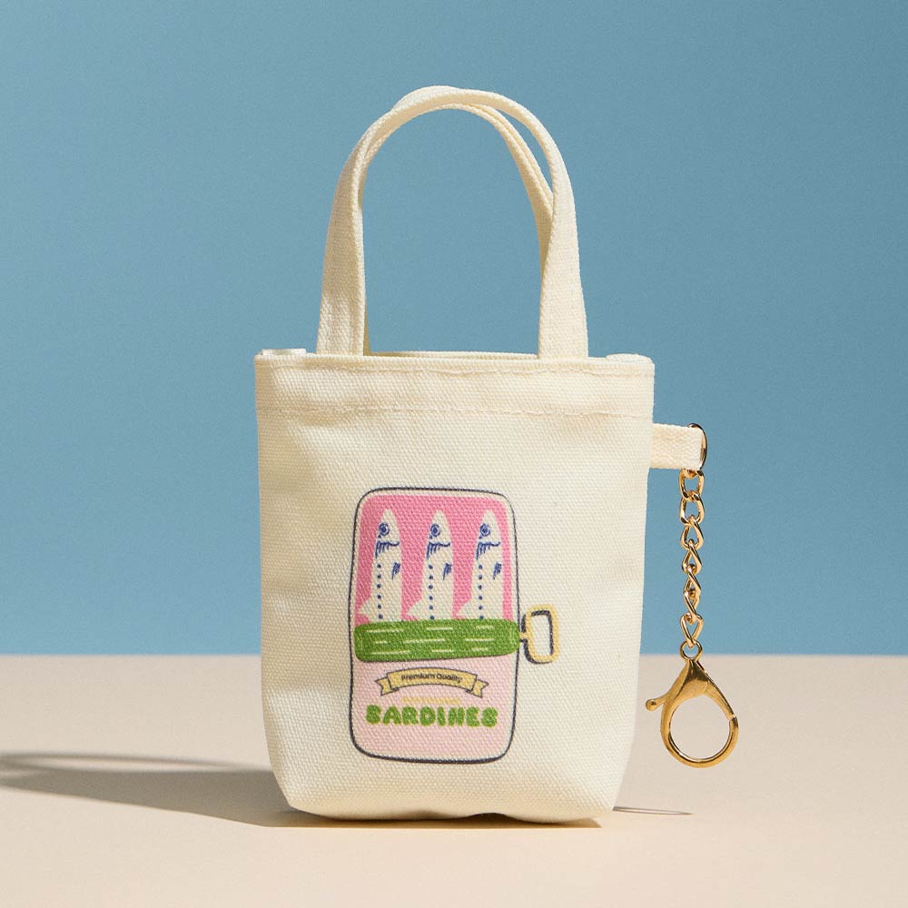 Sardine Graphic Print Keychain Mini Tote Bag