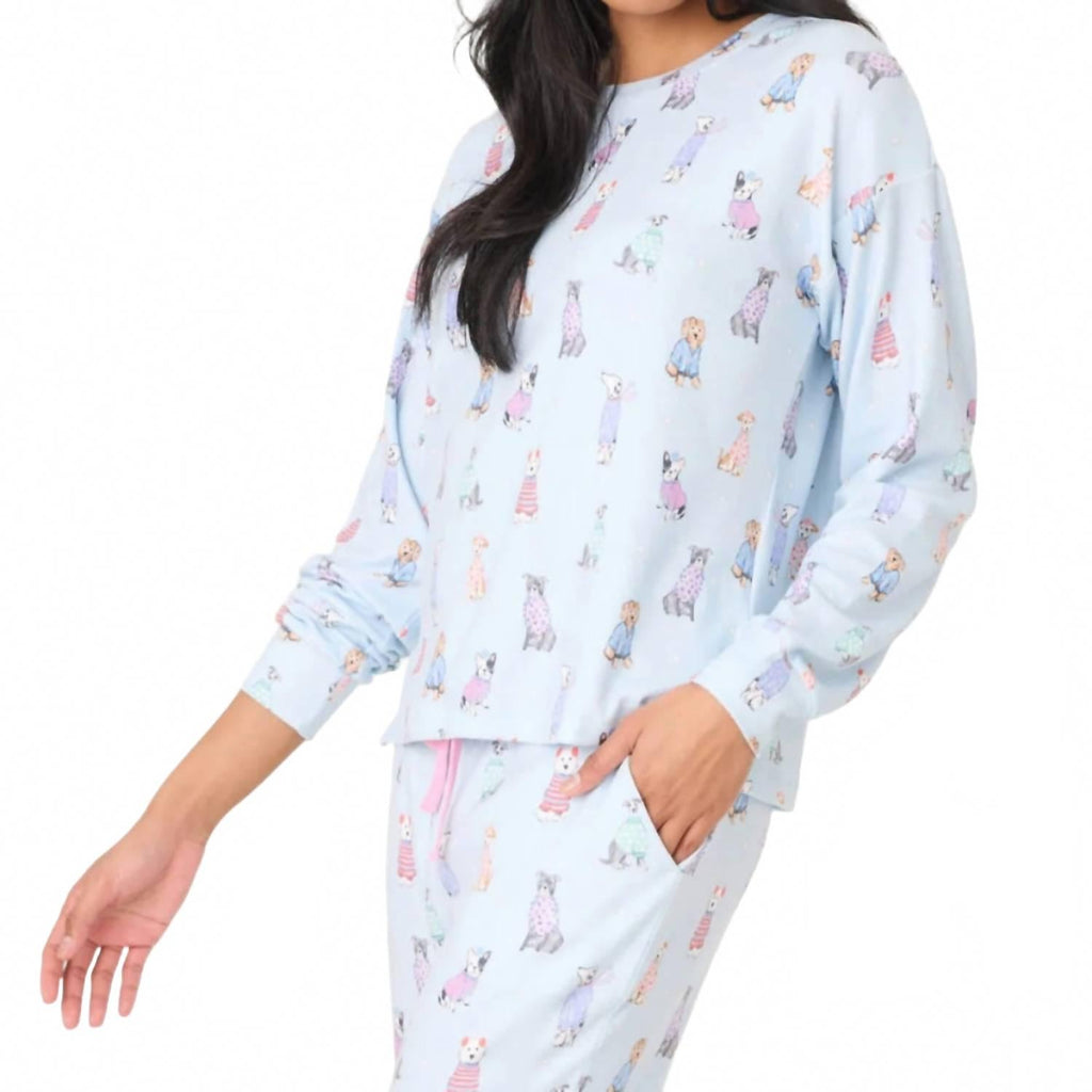 Doggone Cold Long Sleeve Top In Blue Haze