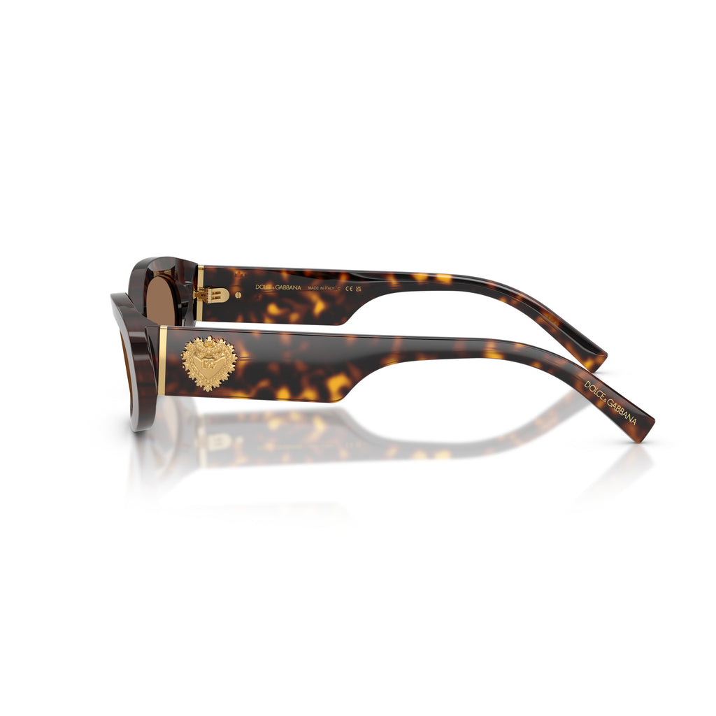 0Dg4537 Tortoiseshell Oval Sunglasses with Gold Heart Emblem