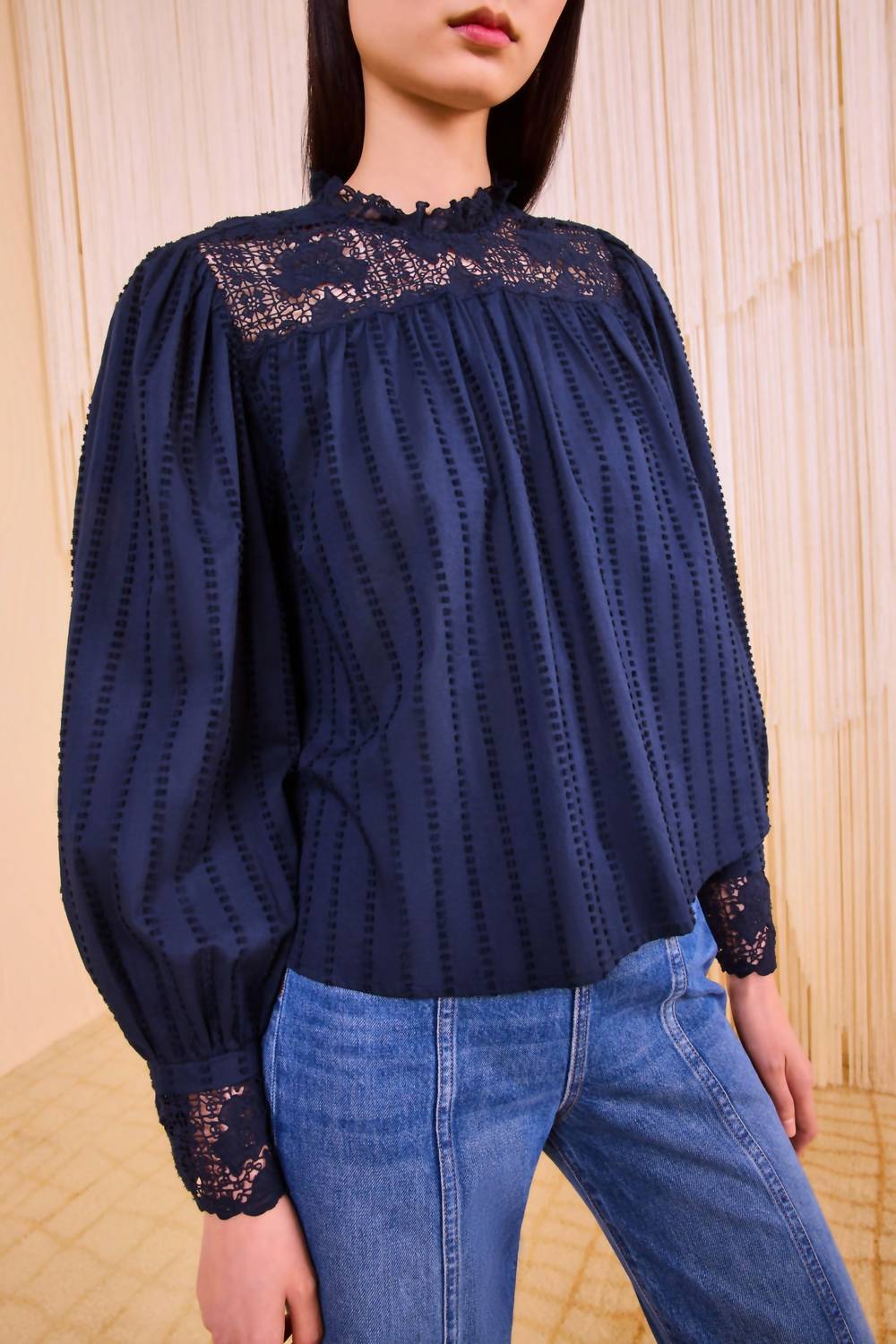 Cornelia Long Sleeve Blouse In Midnight