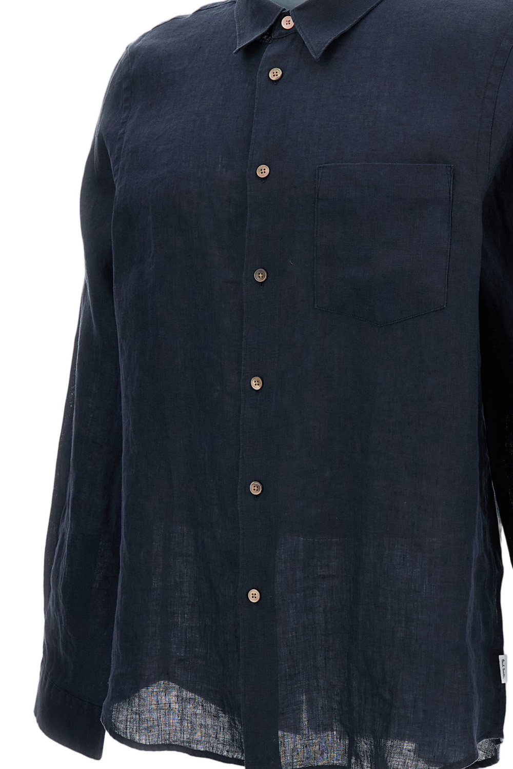 Comfort-Fit Linen Shirt With Pointed Collar And Front Pocket