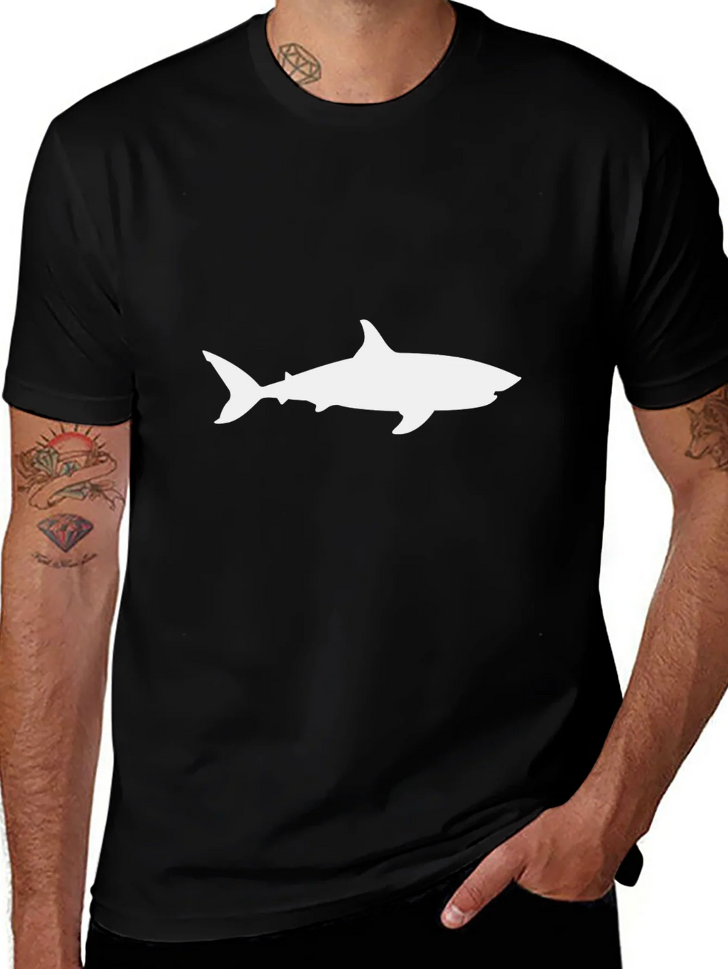 Shark Silhouette T-Shirt - Black