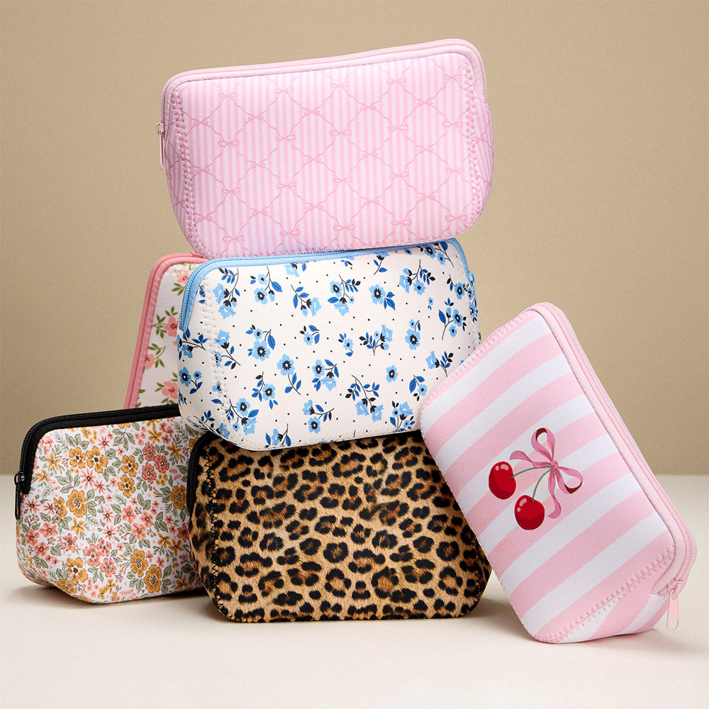 Striped Bow Pattern Cosmetic Pouch Bag