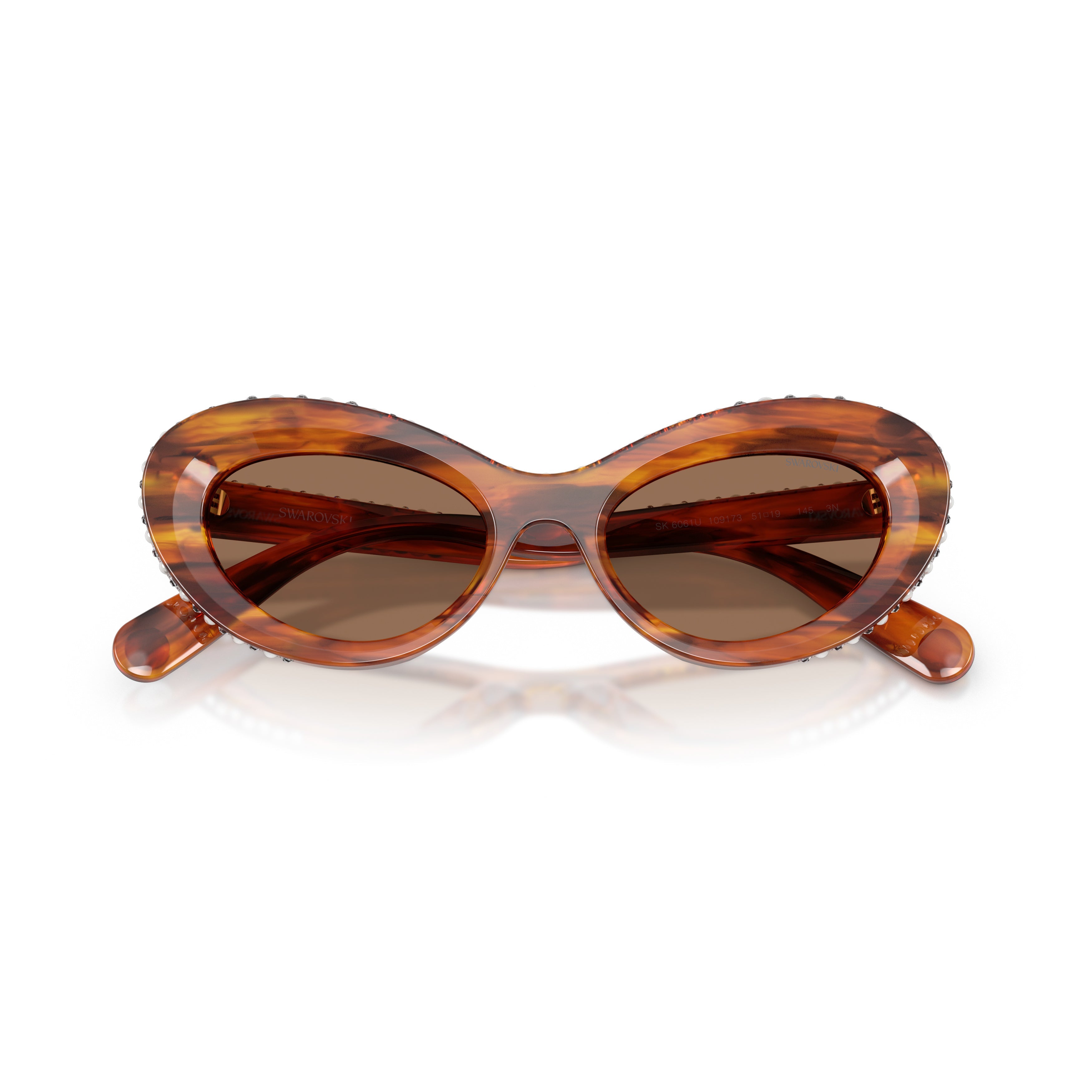 0Sk6061U Cat-Eye Tortoiseshell Sunglasses with Crystalline Accents