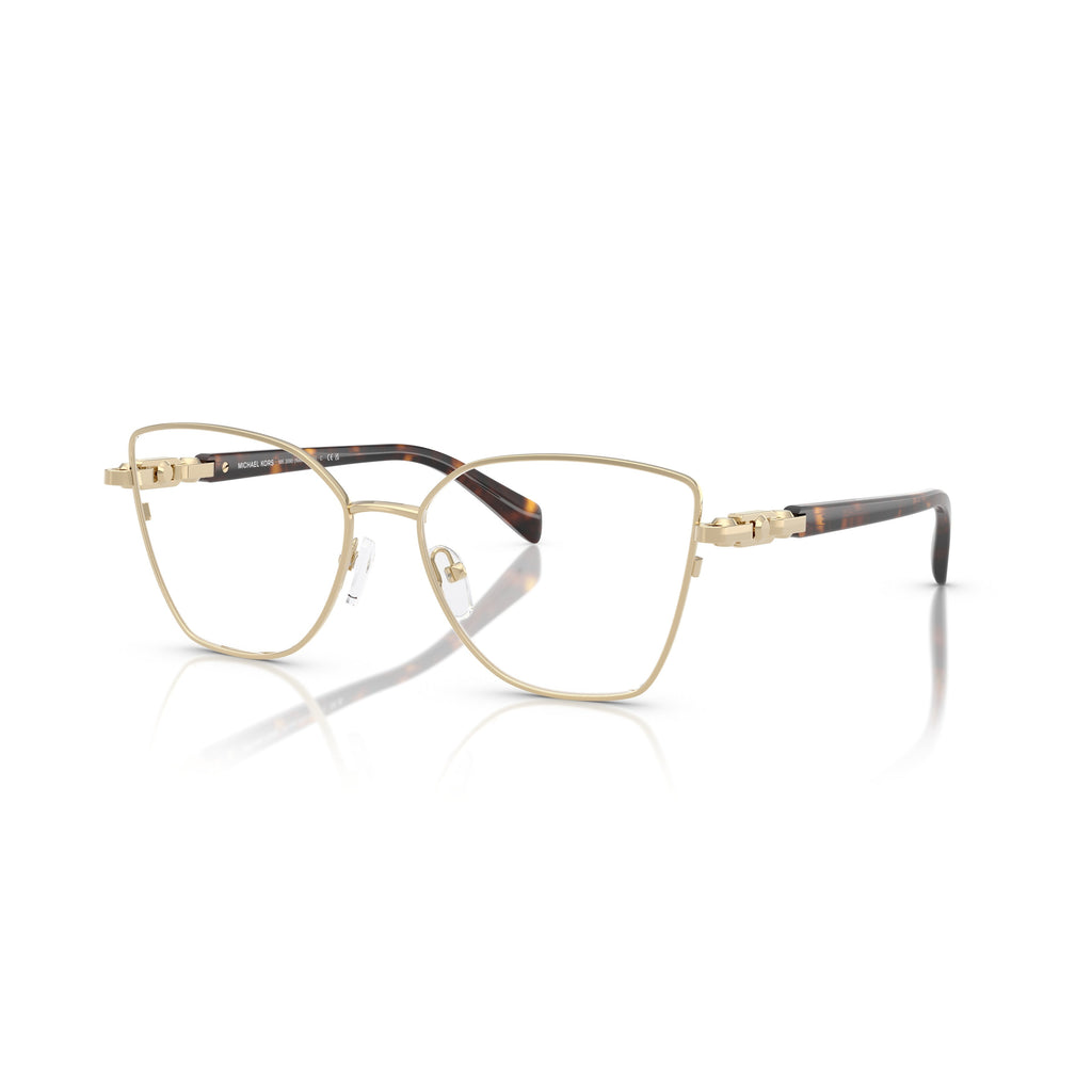 0Mk3090 Geometric Metal Frame Eyeglasses with Tortoiseshell Accents