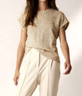 Coated 3D Jersey Top In Alpaca/ Gold
