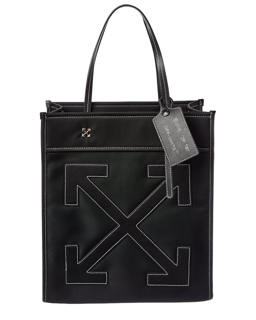 Off-White Boxy Large Leather-Trim Tote