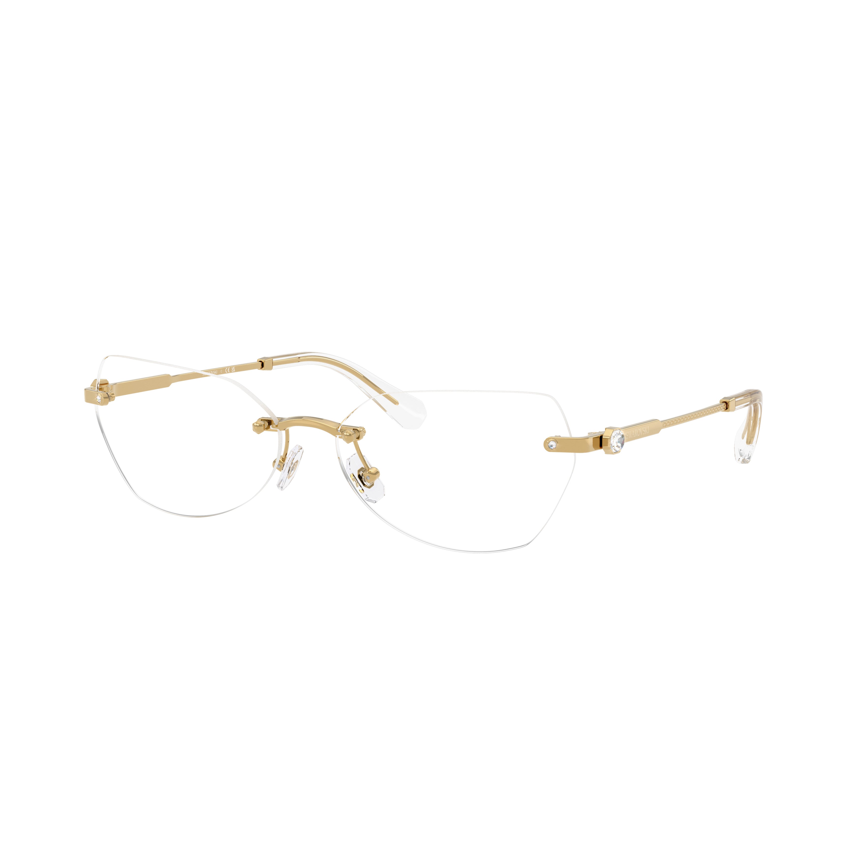 0Sk1031 Gold Rimless Eyeglasses with Crystal Accents