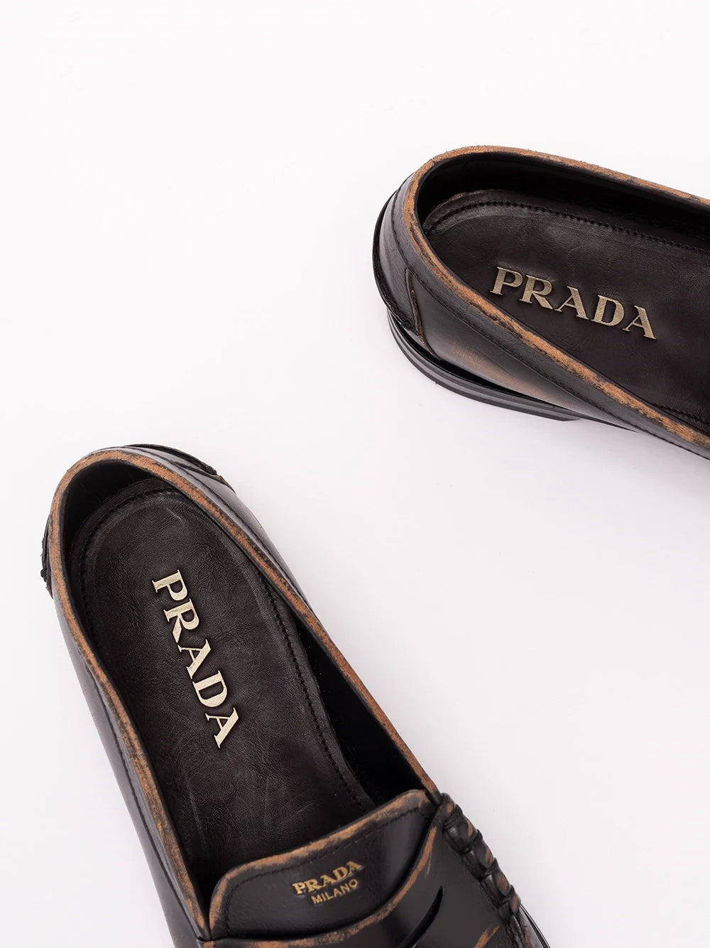 Prada Men Antiqued Leather Loafers