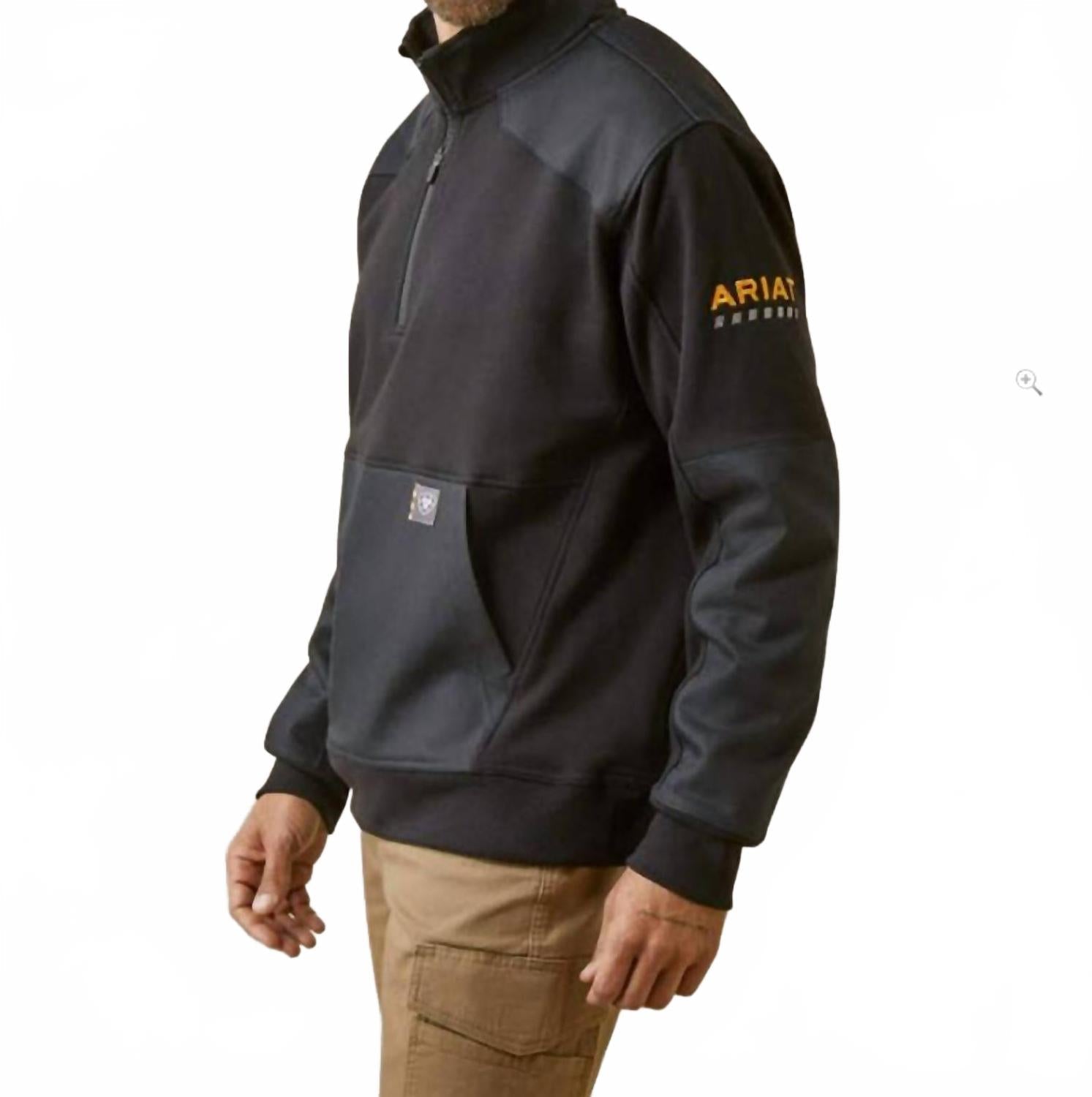 Men's Rebar Workman Duracanvas Zip Sweatshirt In Black