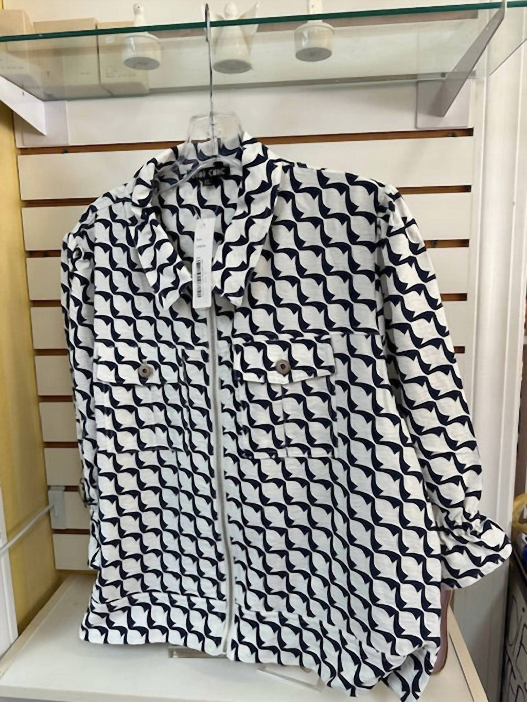 Wave Print Jacket In Navy