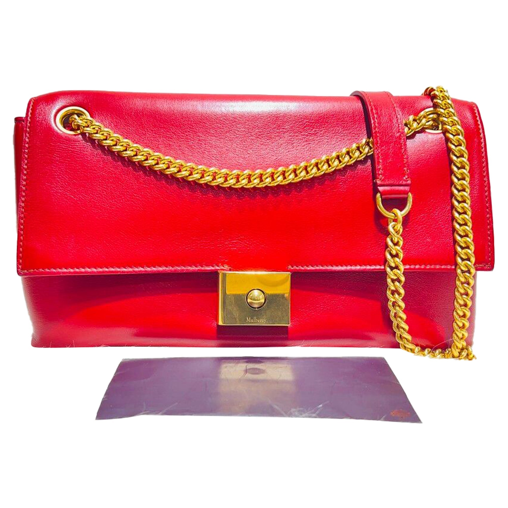 Red Chain Flap Shoulder Bag