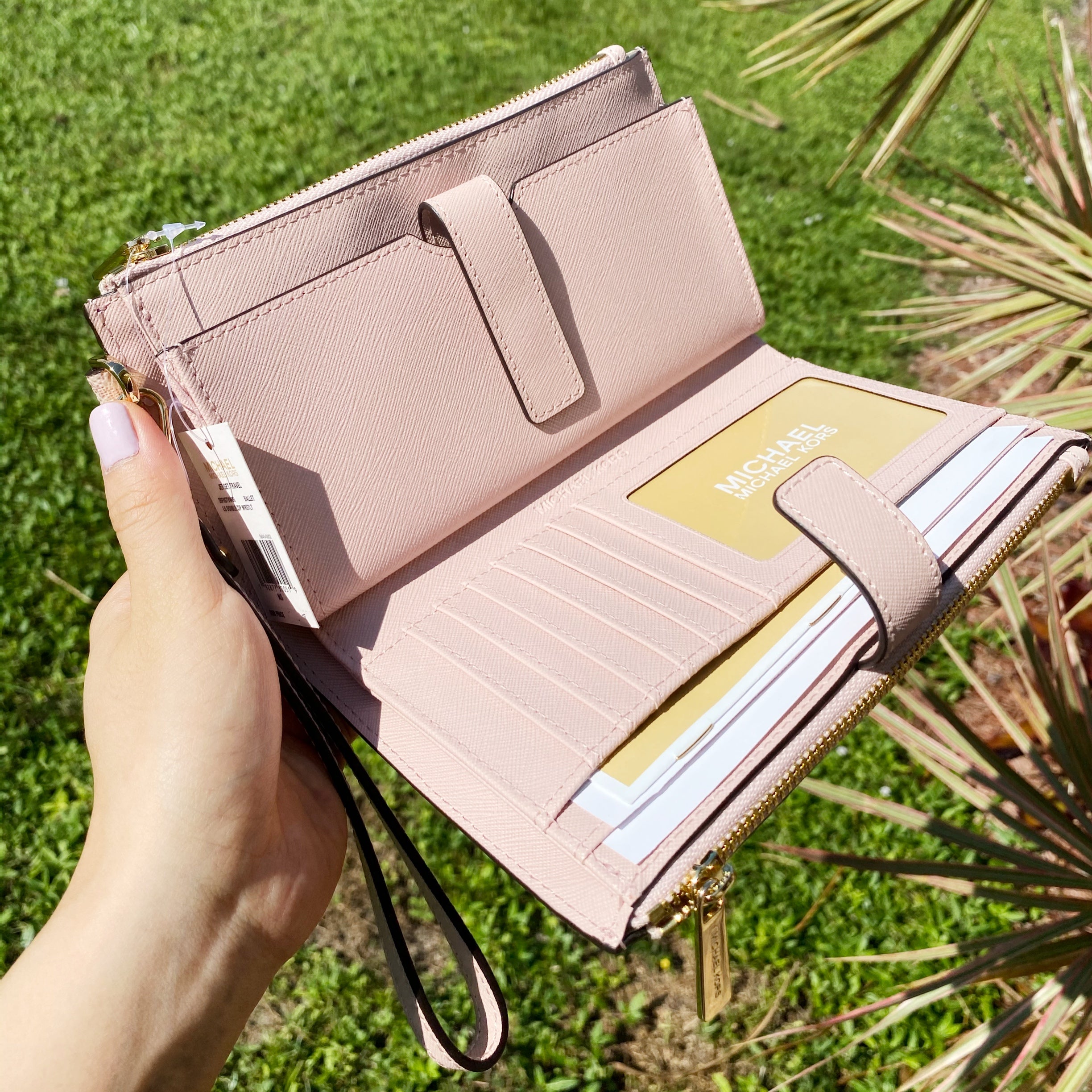 Michael Kors Jet Set Travel Double Zip Wristlet Ballet Pink MK