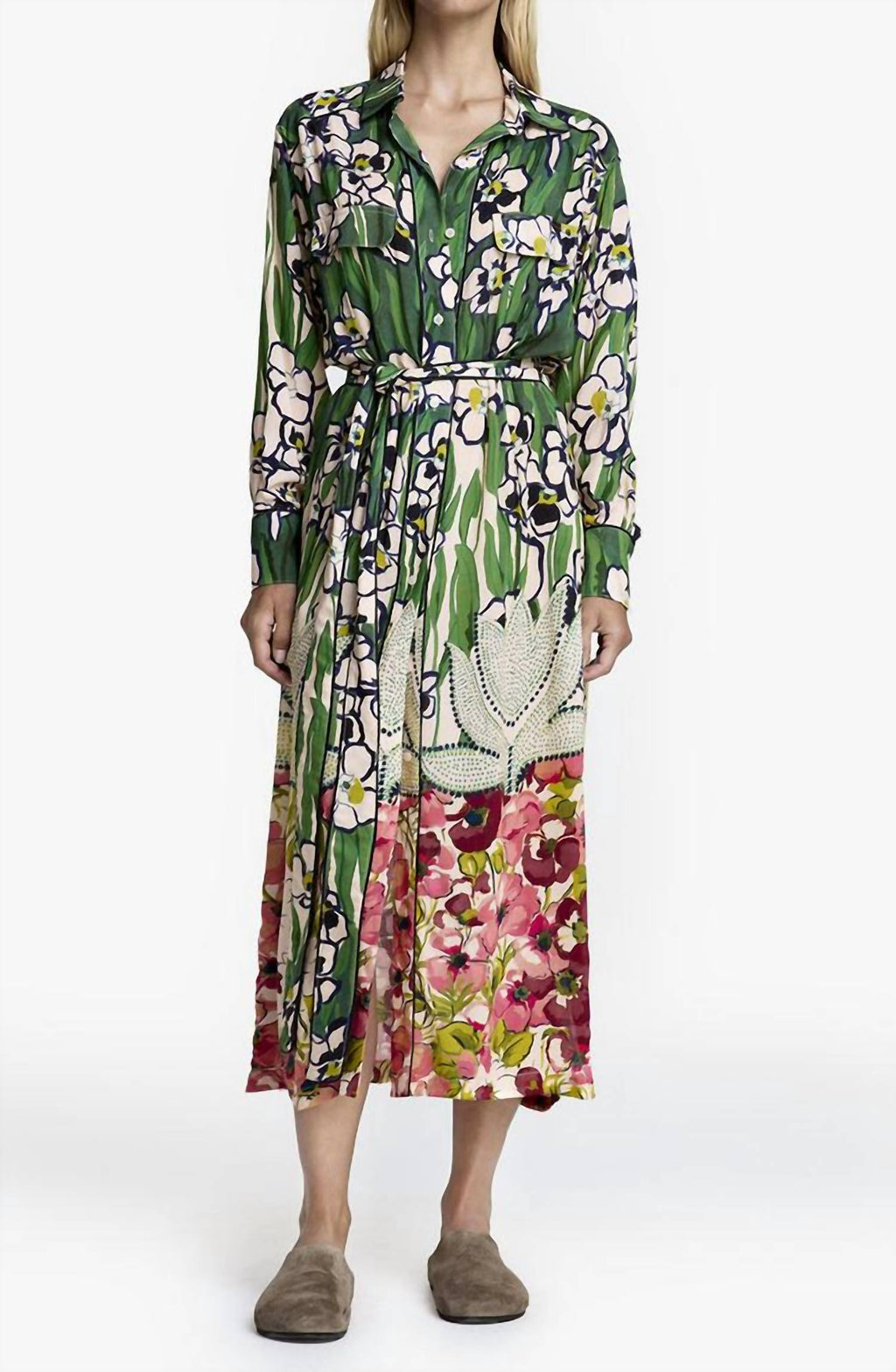 Tailored Shirt Dress In Garden Floral