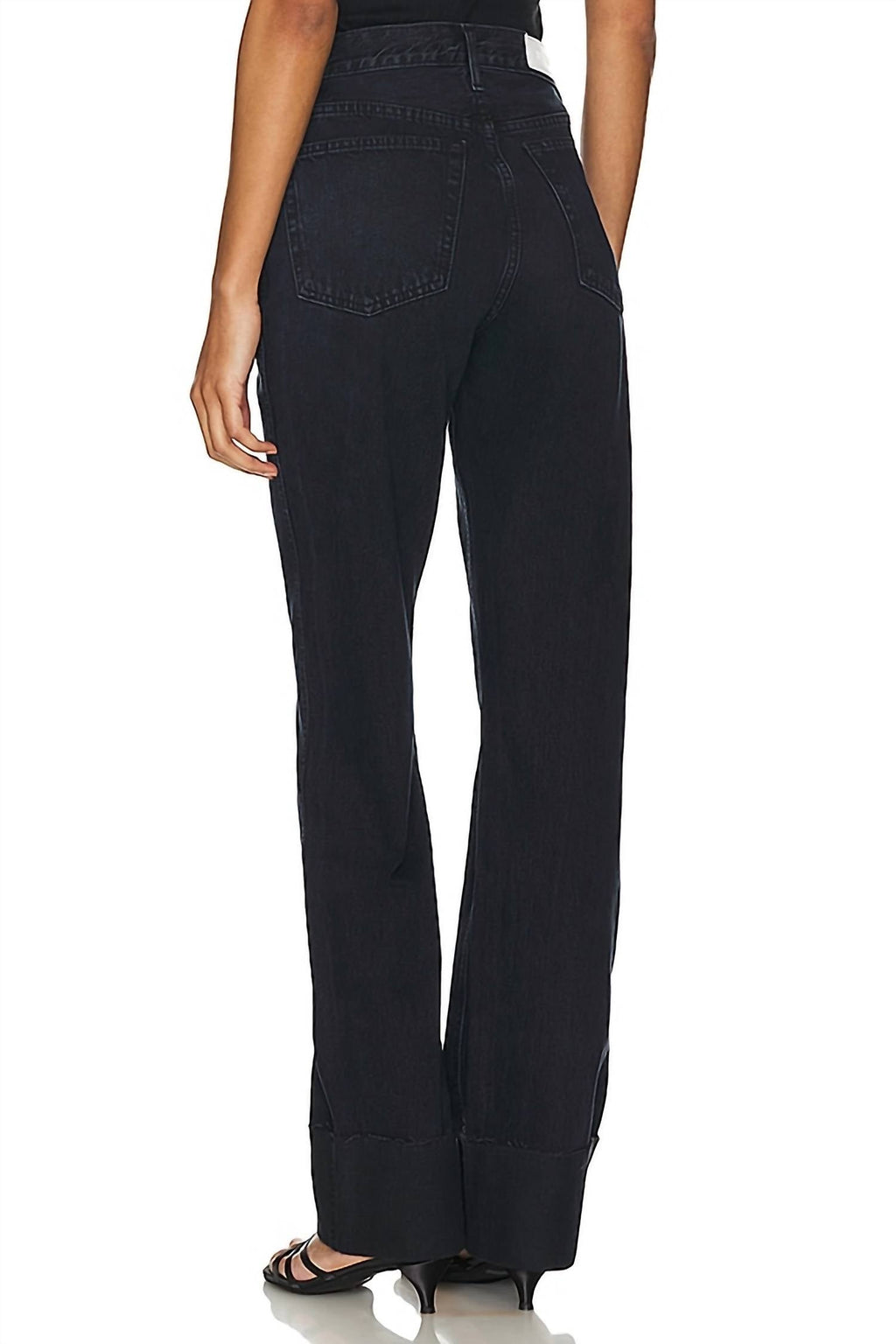 High Rise Loose Long Jeans In Blacken Blue